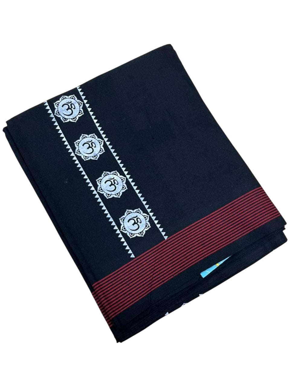 Southloom Black Printed Single Mundu / Otta Mundu / Lungi (South Indian Kerala Dhoti)