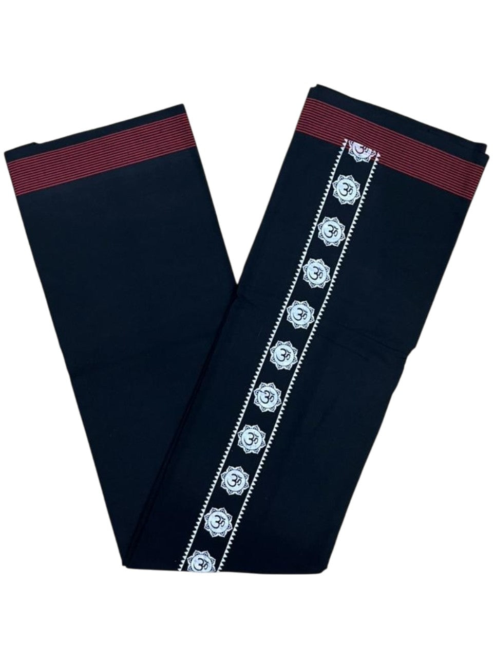 Southloom Black Printed Single Mundu / Otta Mundu / Lungi (South Indian Kerala Dhoti)