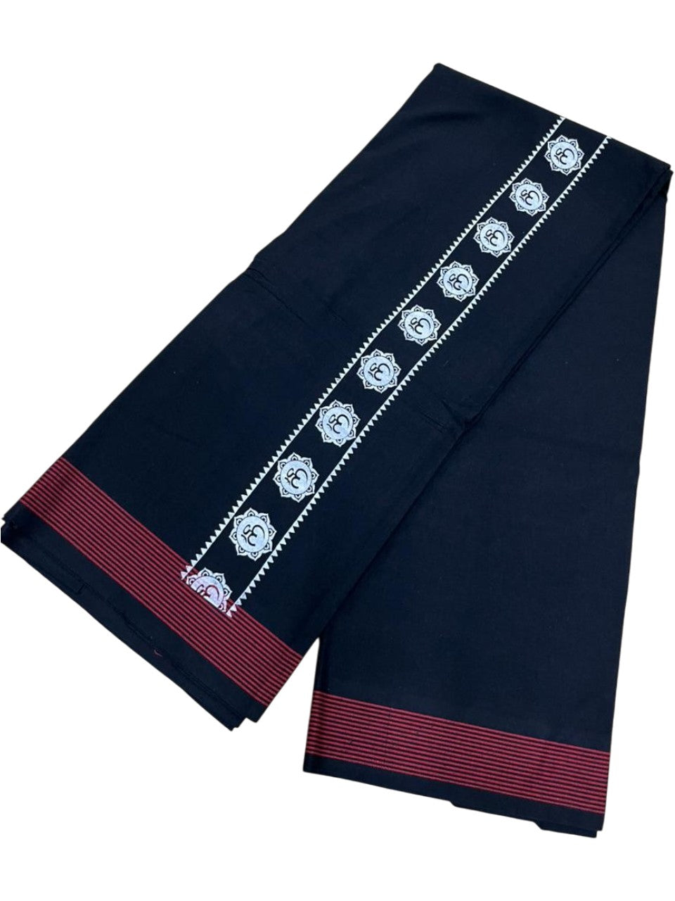 Southloom Black Printed Single Mundu / Otta Mundu / Lungi (South Indian Kerala Dhoti)