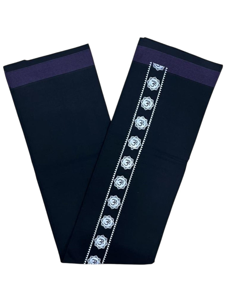 Southloom Black Printed Single Mundu / Otta Mundu / Lungi (South Indian Kerala Dhoti)