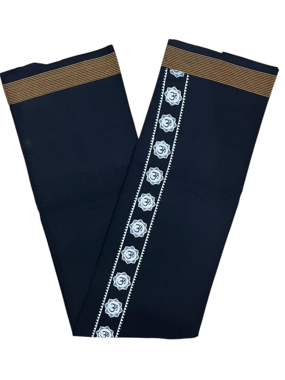 Southloom Black Printed Single Mundu / Otta Mundu / Lungi (South Indian Kerala Dhoti)