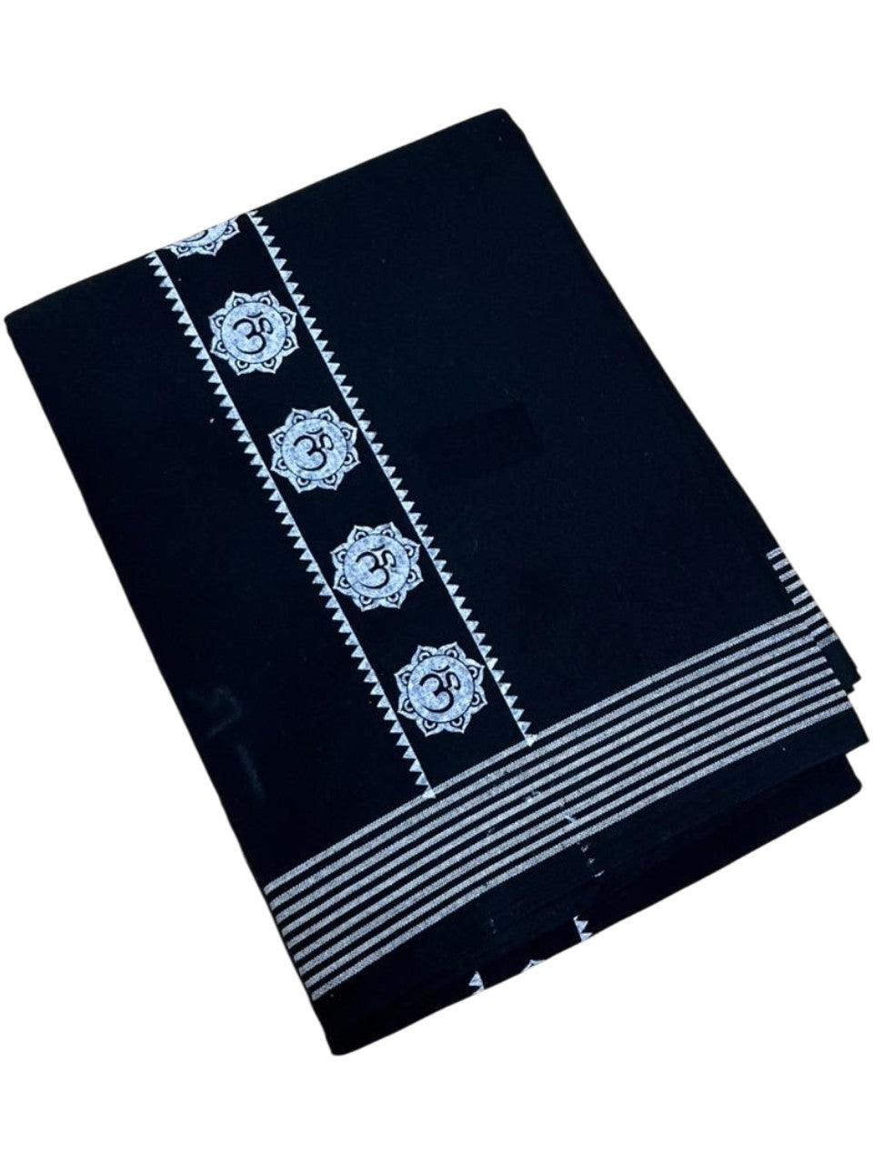 Southloom Black Printed Single Mundu / Otta Mundu / Lungi (South Indian Kerala Dhoti)