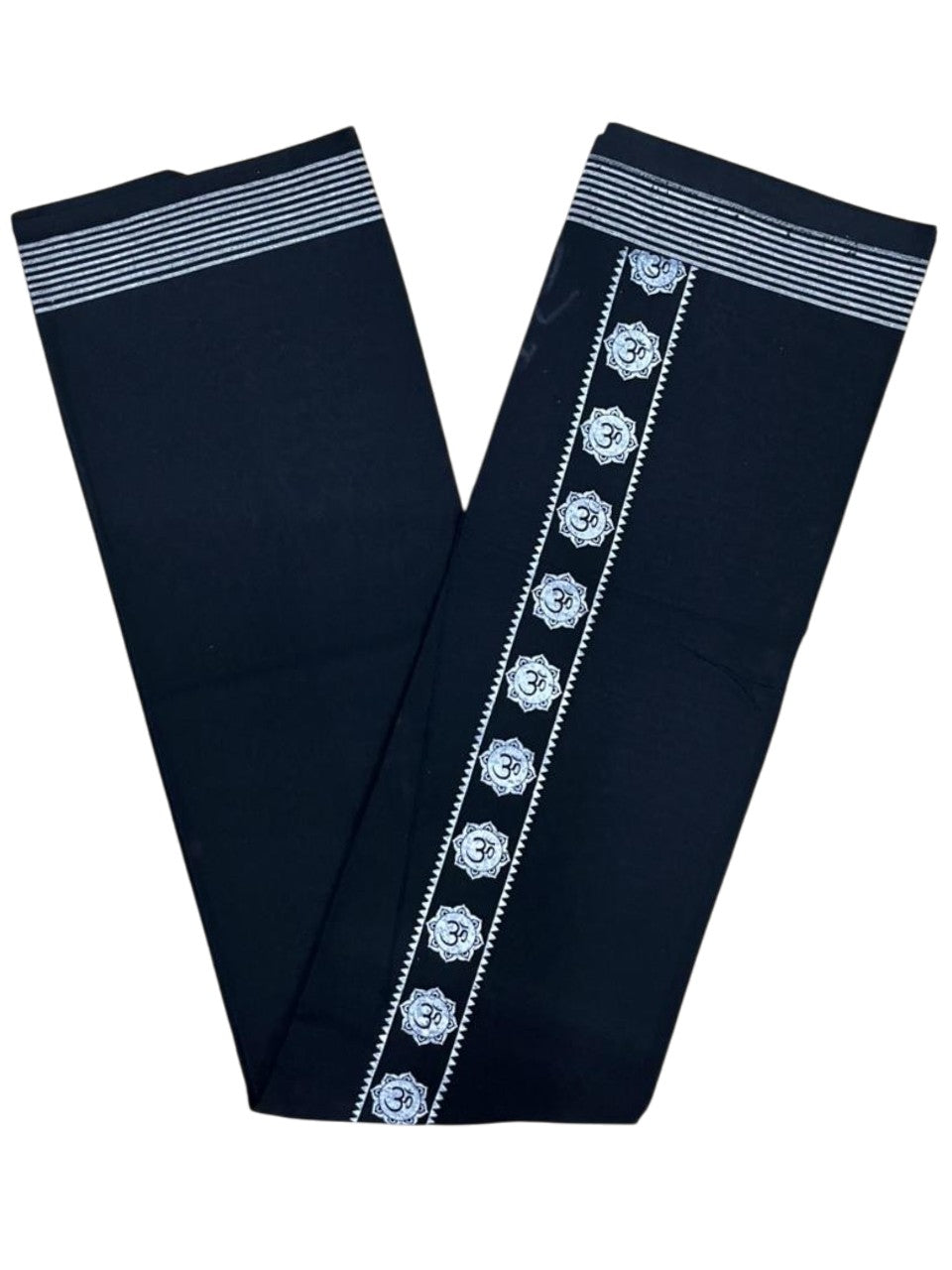 Southloom Black Printed Single Mundu / Otta Mundu / Lungi (South Indian Kerala Dhoti)