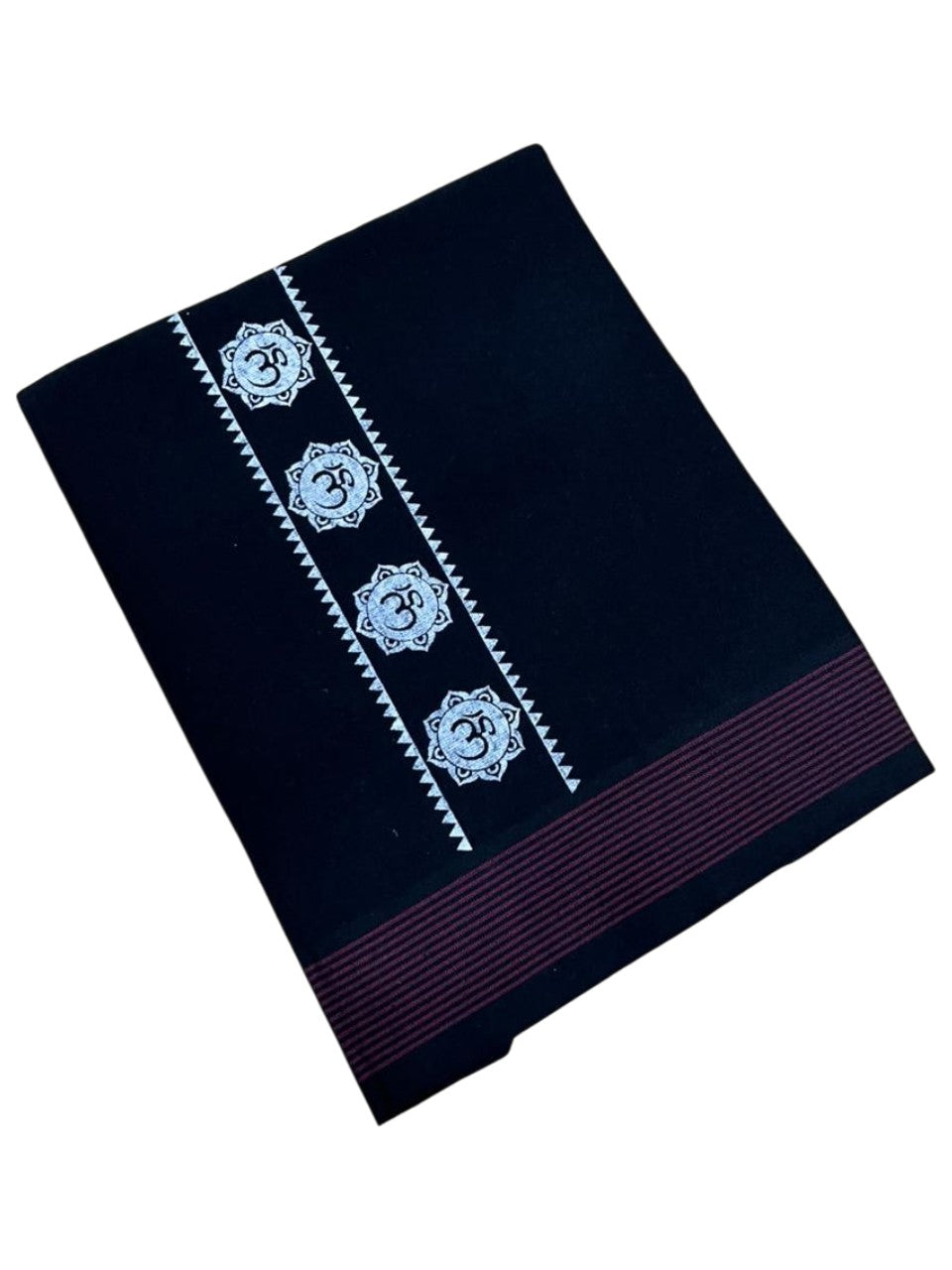 Southloom Black Printed Single Mundu / Otta Mundu / Lungi (South Indian Kerala Dhoti)