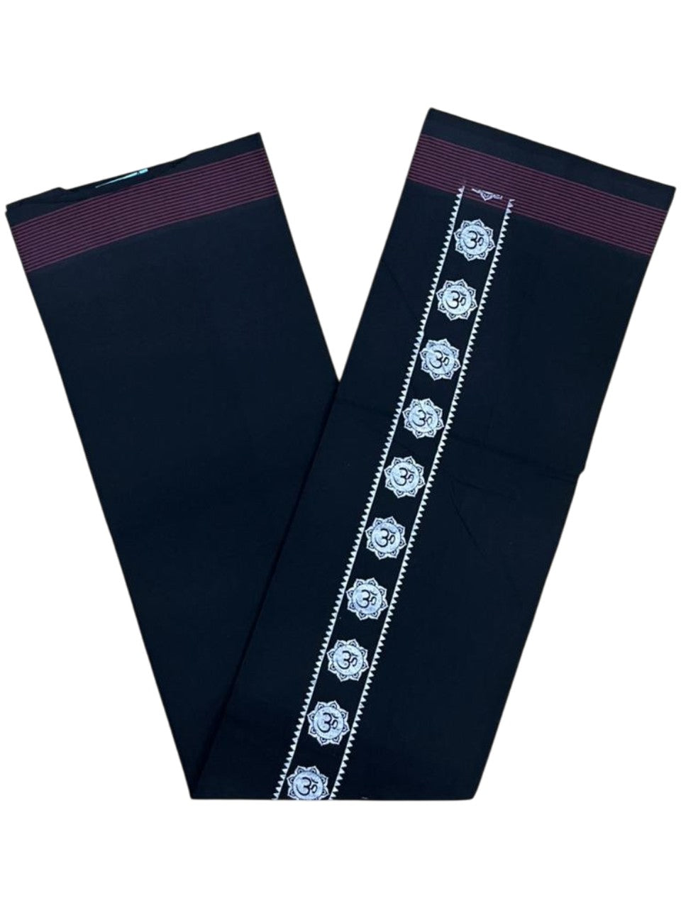 Southloom Black Printed Single Mundu / Otta Mundu / Lungi (South Indian Kerala Dhoti)