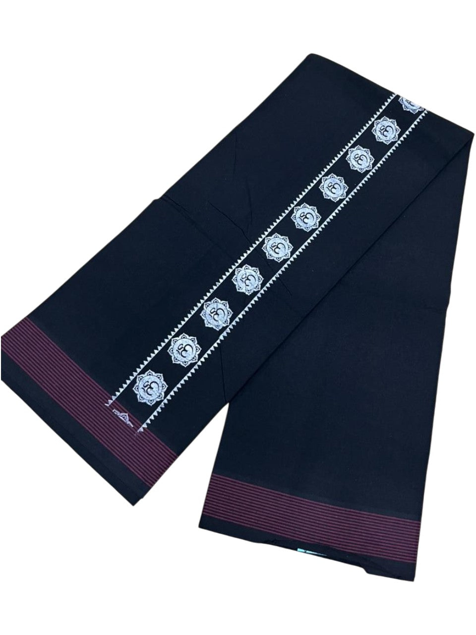 Southloom Black Printed Single Mundu / Otta Mundu / Lungi (South Indian Kerala Dhoti)