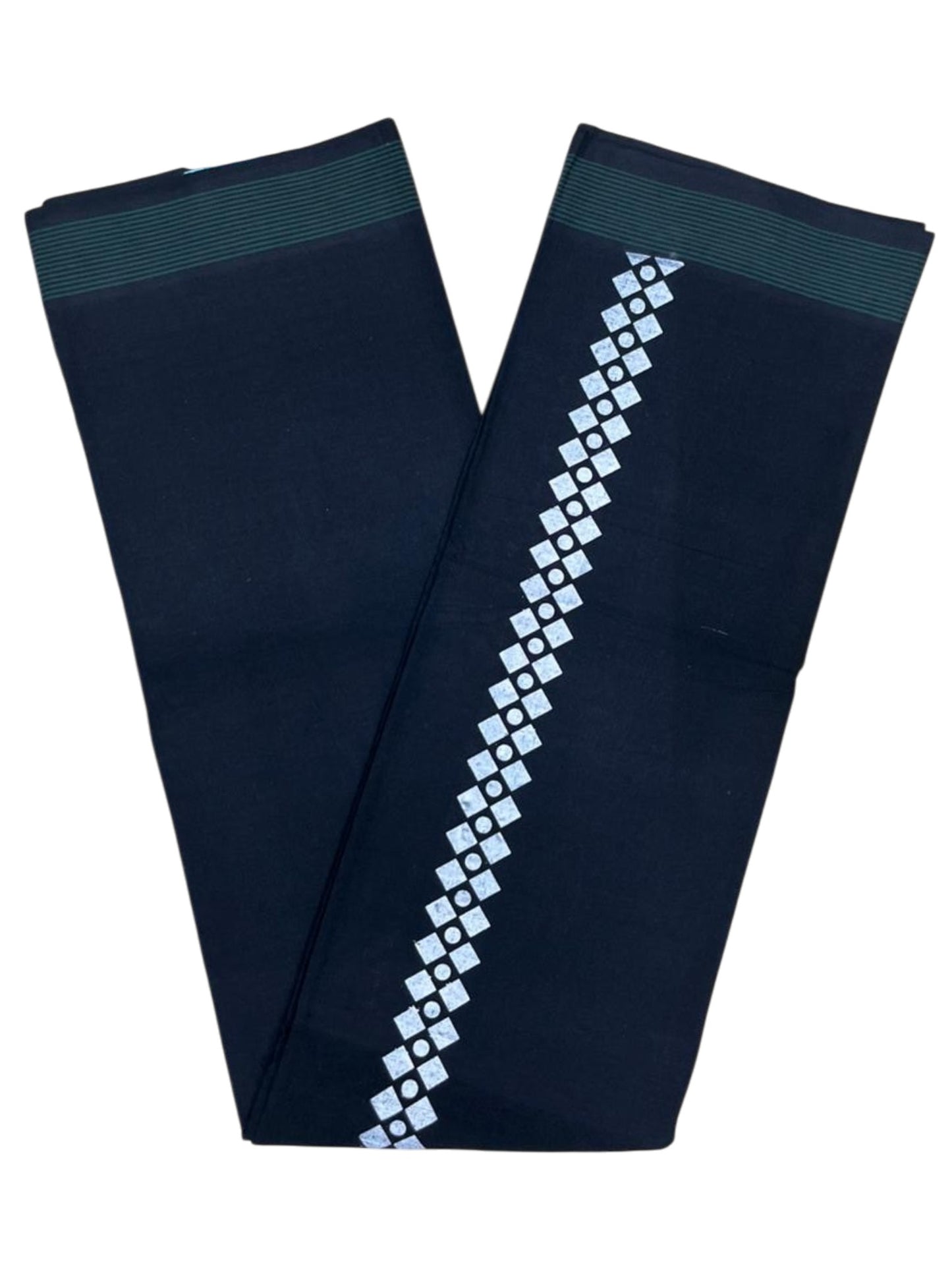Southloom Black Printed Single Mundu / Otta Mundu / Lungi (South Indian Kerala Dhoti)