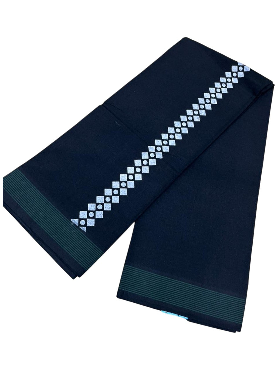 Southloom Black Printed Single Mundu / Otta Mundu / Lungi (South Indian Kerala Dhoti)