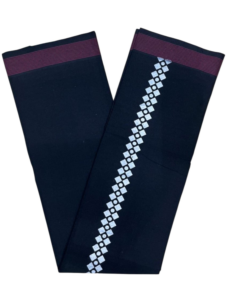 Southloom Black Printed Single Mundu / Otta Mundu / Lungi (South Indian Kerala Dhoti)