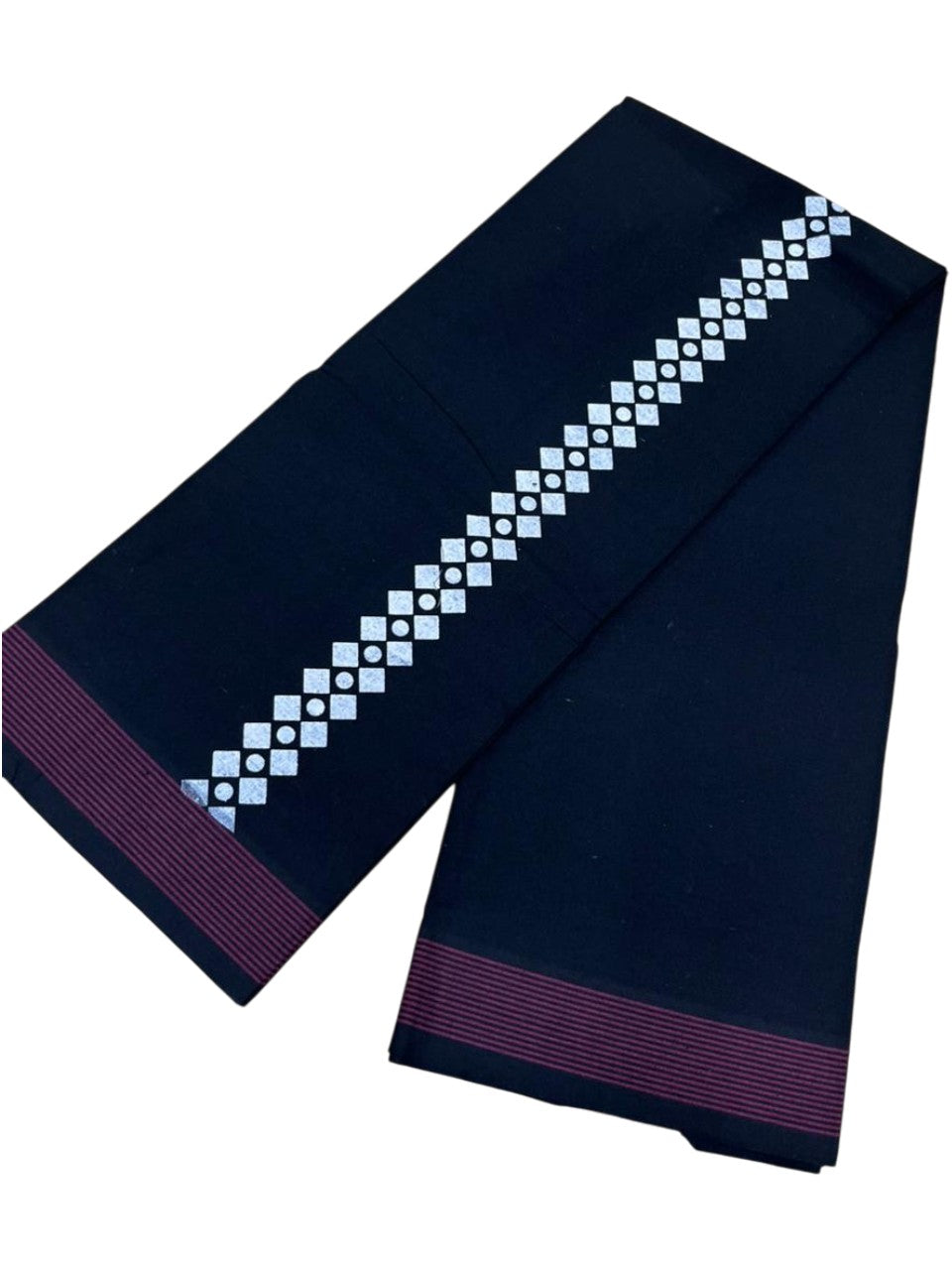 Southloom Black Printed Single Mundu / Otta Mundu / Lungi (South Indian Kerala Dhoti)