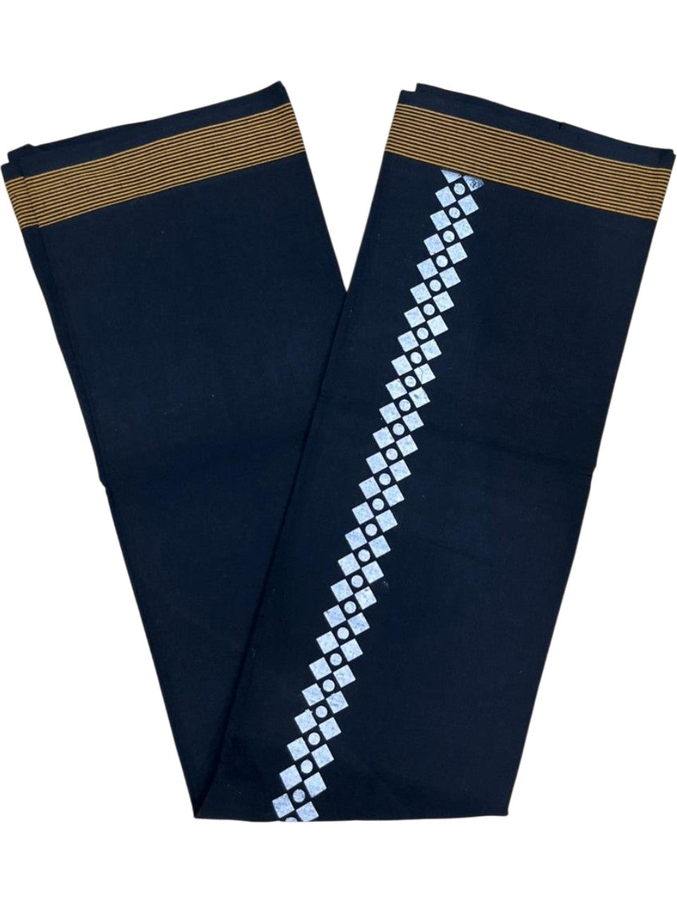 Southloom Black Printed Single Mundu / Otta Mundu / Lungi (South Indian Kerala Dhoti)