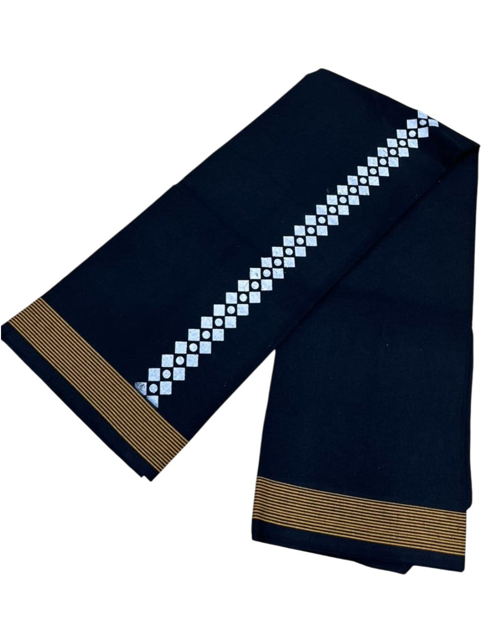 Southloom Black Printed Single Mundu / Otta Mundu / Lungi (South Indian Kerala Dhoti)