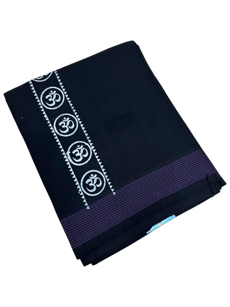 Southloom Black Printed Single Mundu / Otta Mundu / Lungi (South Indian Kerala Dhoti)