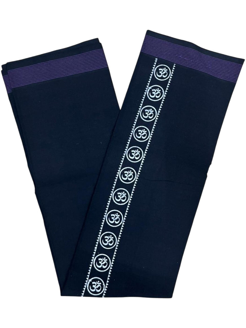 Southloom Black Printed Single Mundu / Otta Mundu / Lungi (South Indian Kerala Dhoti)