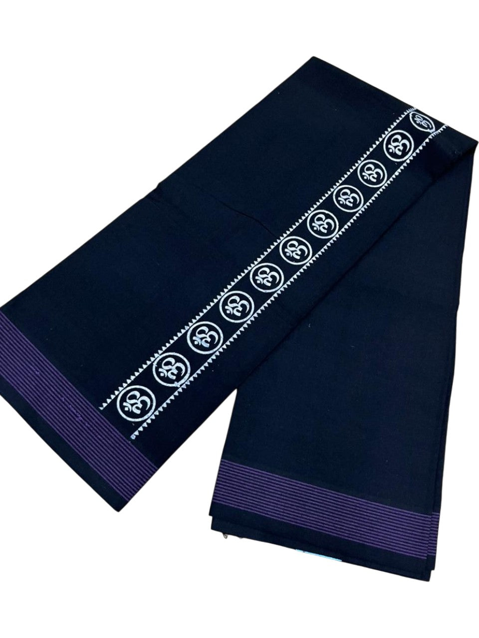 Southloom Black Printed Single Mundu / Otta Mundu / Lungi (South Indian Kerala Dhoti)