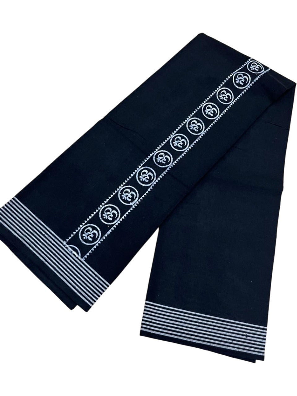 Southloom Black Printed Single Mundu / Otta Mundu / Lungi (South Indian Kerala Dhoti)