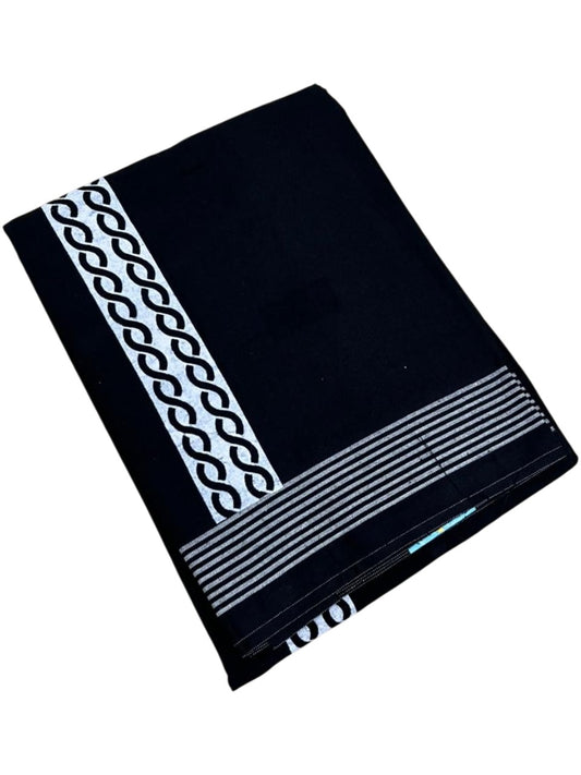 Southloom Black Printed Single Mundu / Otta Mundu / Lungi (South Indian Kerala Dhoti)