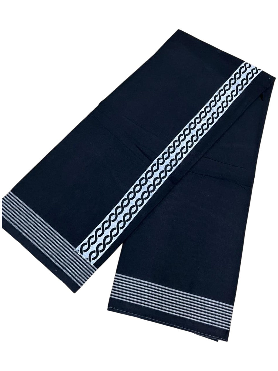 Southloom Black Printed Single Mundu / Otta Mundu / Lungi (South Indian Kerala Dhoti)