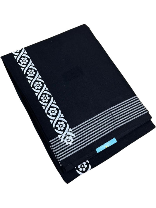 Southloom Black Printed Single Mundu / Otta Mundu / Lungi (South Indian Kerala Dhoti)