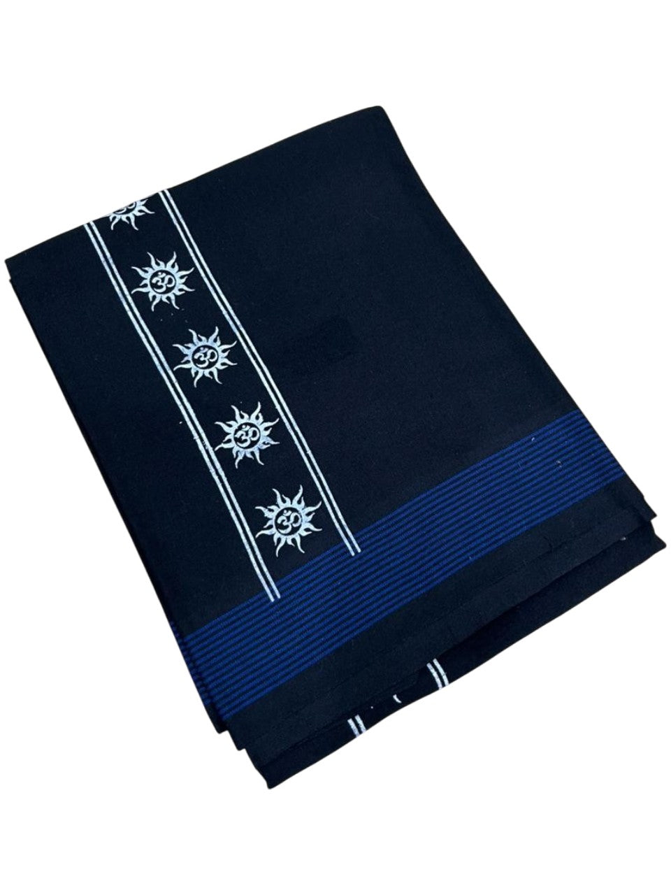 Southloom Black Printed Single Mundu / Otta Mundu / Lungi (South Indian Kerala Dhoti)