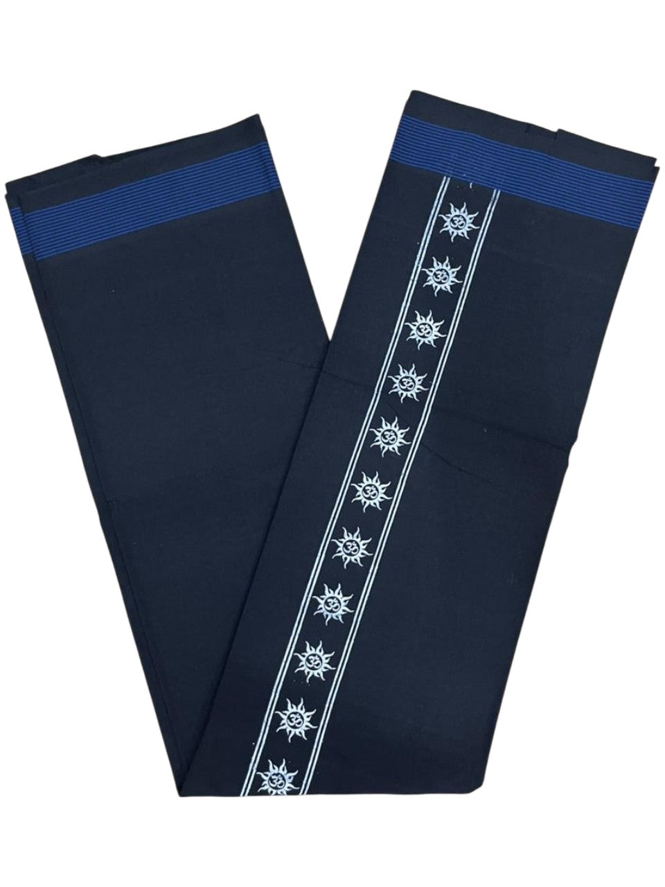 Southloom Black Printed Single Mundu / Otta Mundu / Lungi (South Indian Kerala Dhoti)