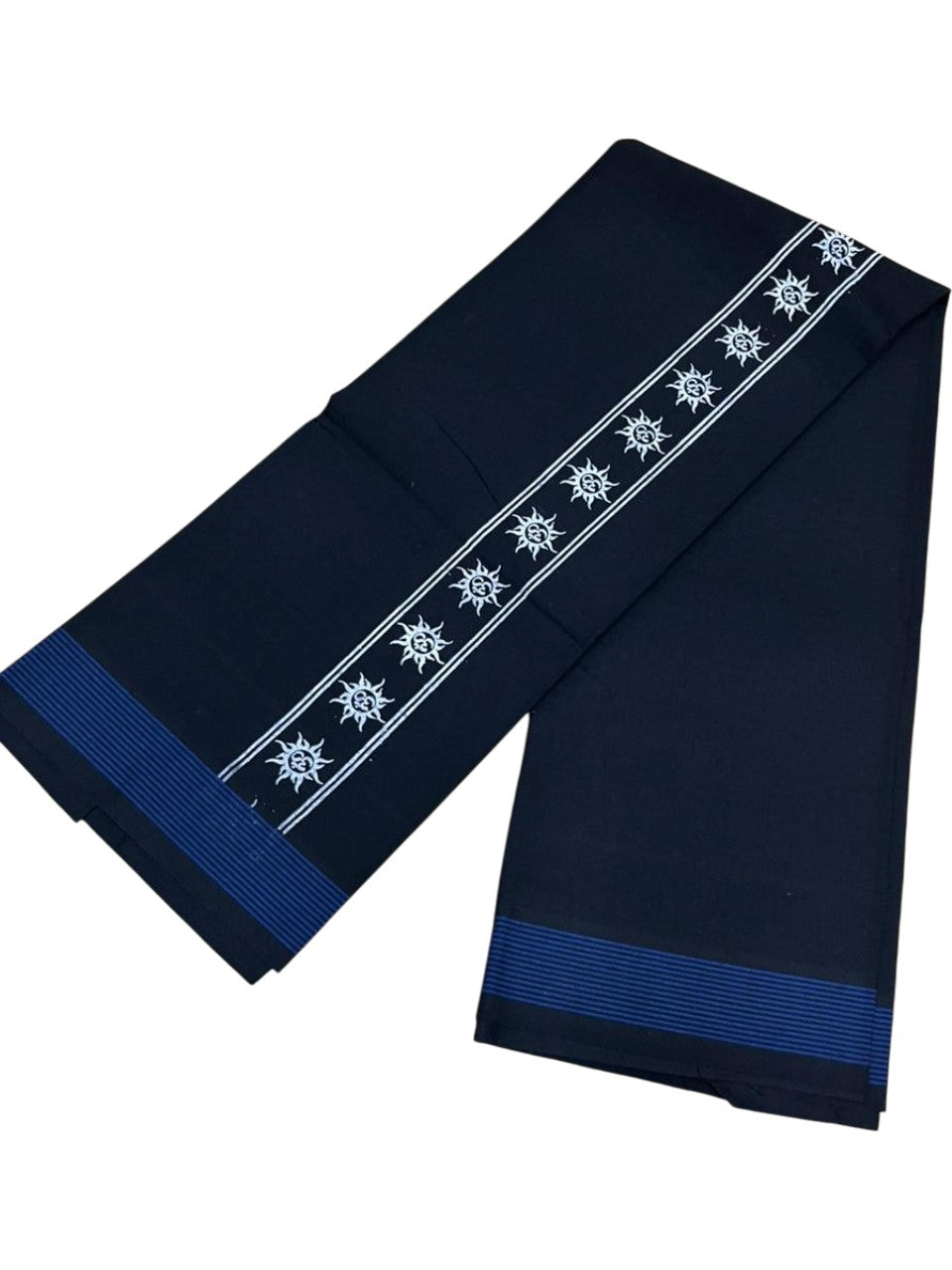 Southloom Black Printed Single Mundu / Otta Mundu / Lungi (South Indian Kerala Dhoti)