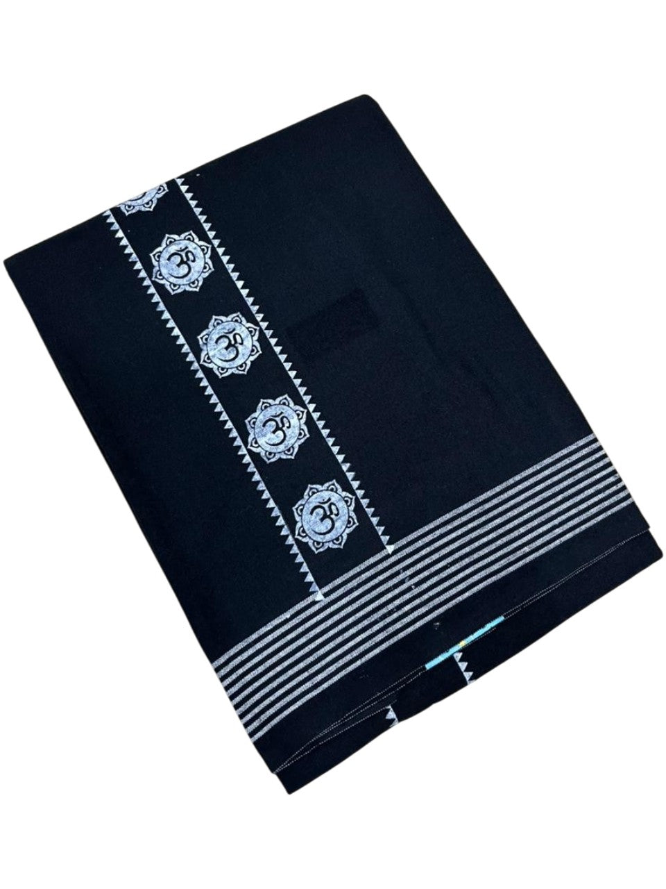 Southloom Black Printed Single Mundu / Otta Mundu / Lungi (South Indian Kerala Dhoti)
