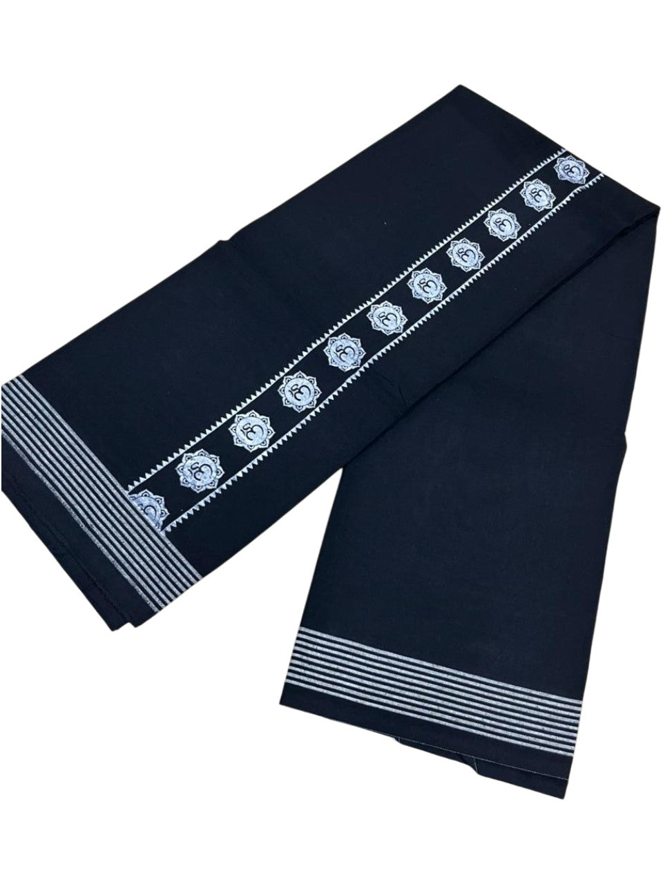 Southloom Black Printed Single Mundu / Otta Mundu / Lungi (South Indian Kerala Dhoti)