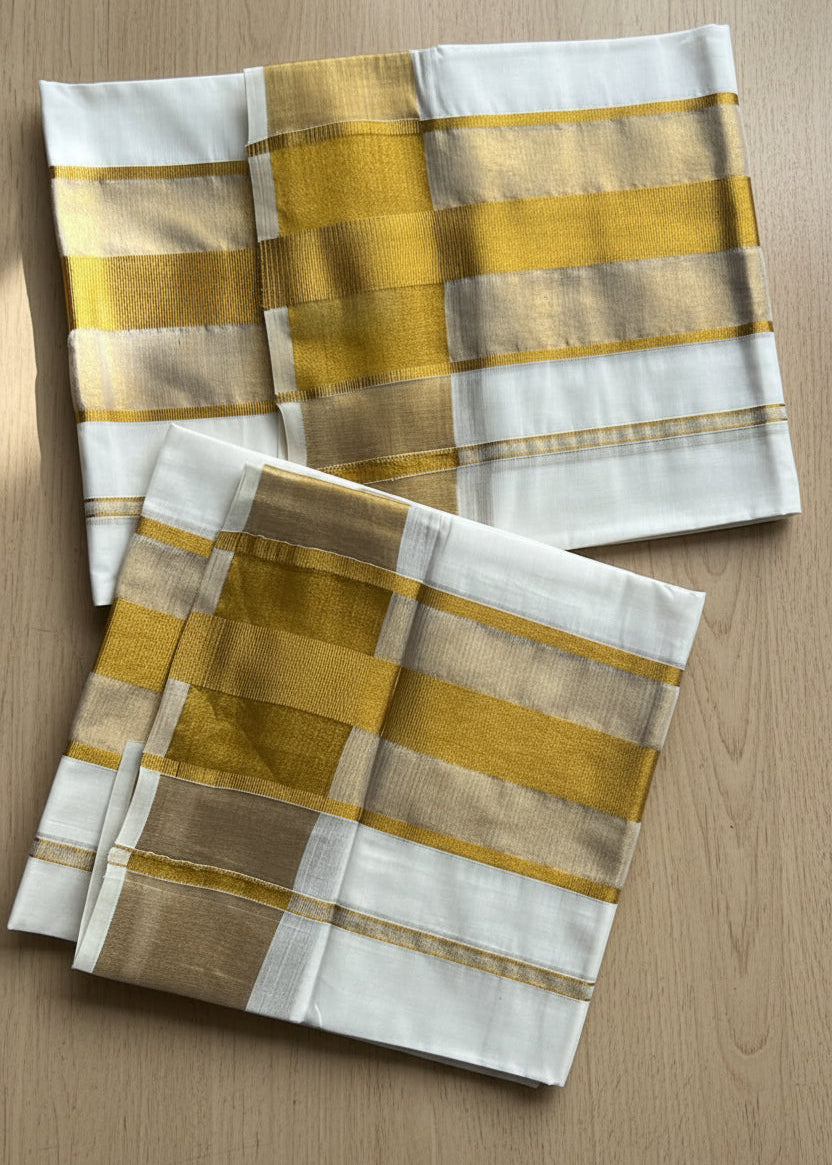 Kerala Cotton Golden Kasavu Single Set Mundu (2.80 mtrs) SL410
