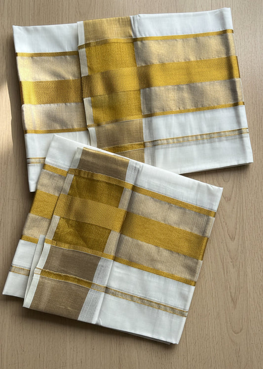 Kerala Cotton Golden Kasavu Single Set Mundu (2.80 mtrs) SL410