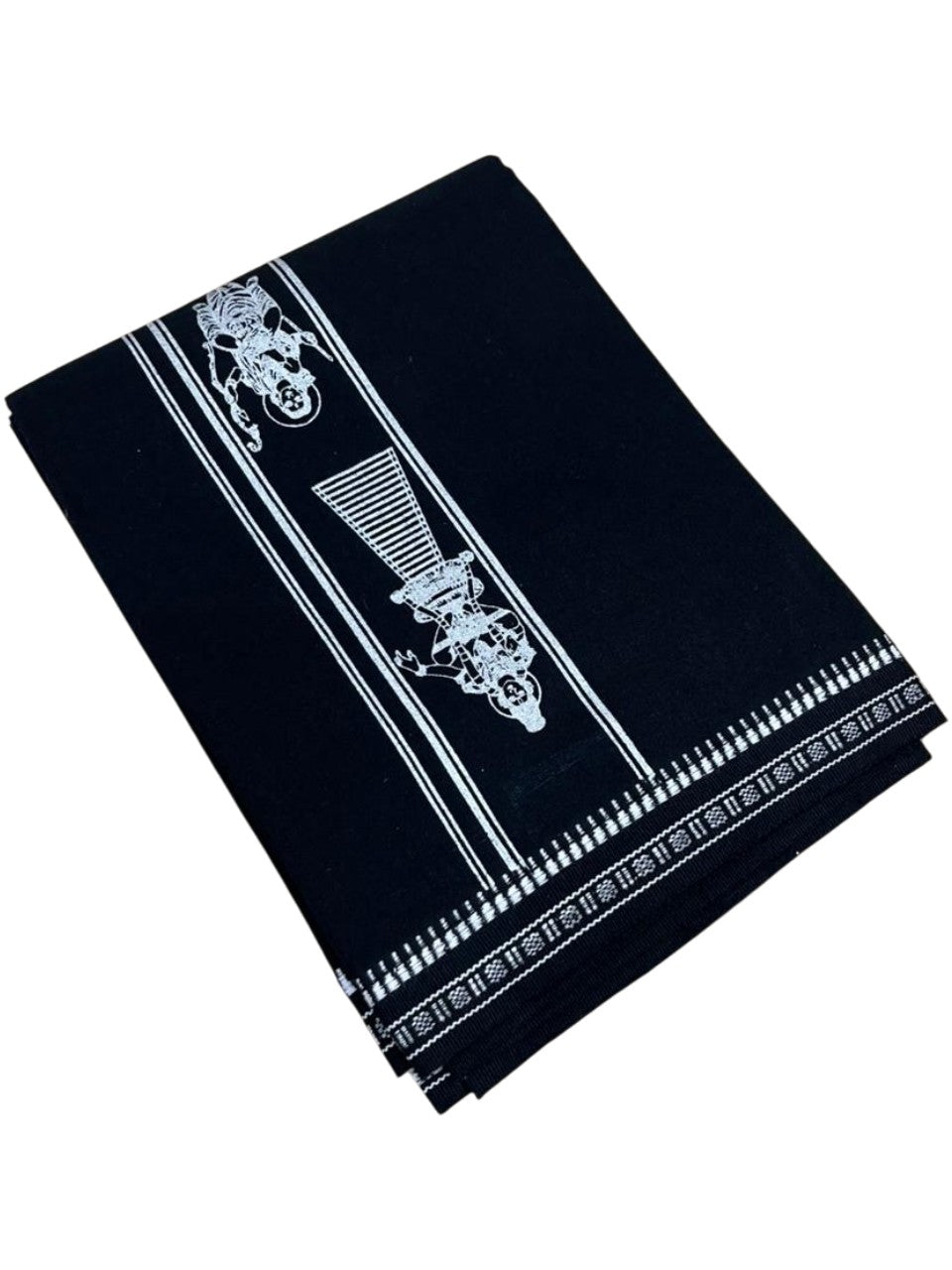 Southloom Black Printed Single Mundu / Otta Mundu / Lungi (South Indian Kerala Dhoti)