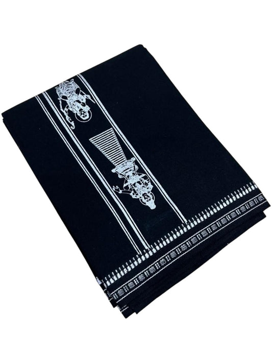Southloom Black Printed Single Mundu / Otta Mundu / Lungi (South Indian Kerala Dhoti)