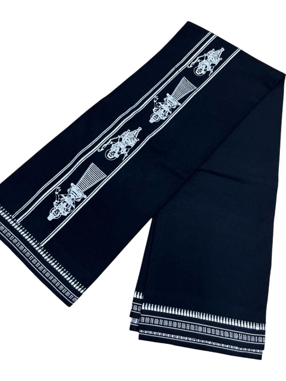 Southloom Black Printed Single Mundu / Otta Mundu / Lungi (South Indian Kerala Dhoti)