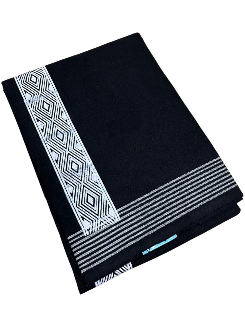 Southloom Black Printed Single Mundu / Otta Mundu / Lungi (South Indian Kerala Dhoti)