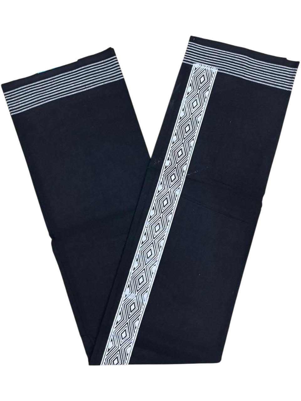 Southloom Black Printed Single Mundu / Otta Mundu / Lungi (South Indian Kerala Dhoti)