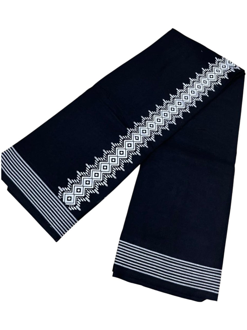 Southloom Black Printed Single Mundu / Otta Mundu / Lungi (South Indian Kerala Dhoti)