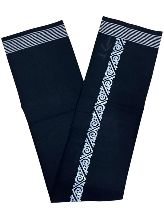 Southloom Black Printed Single Mundu / Otta Mundu / Lungi (South Indian Kerala Dhoti)