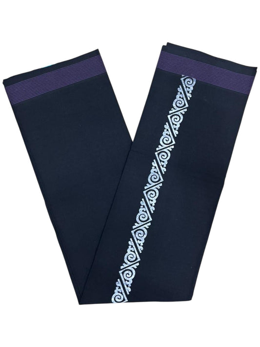 Southloom Black Printed Single Mundu / Otta Mundu / Lungi (South Indian Kerala Dhoti)