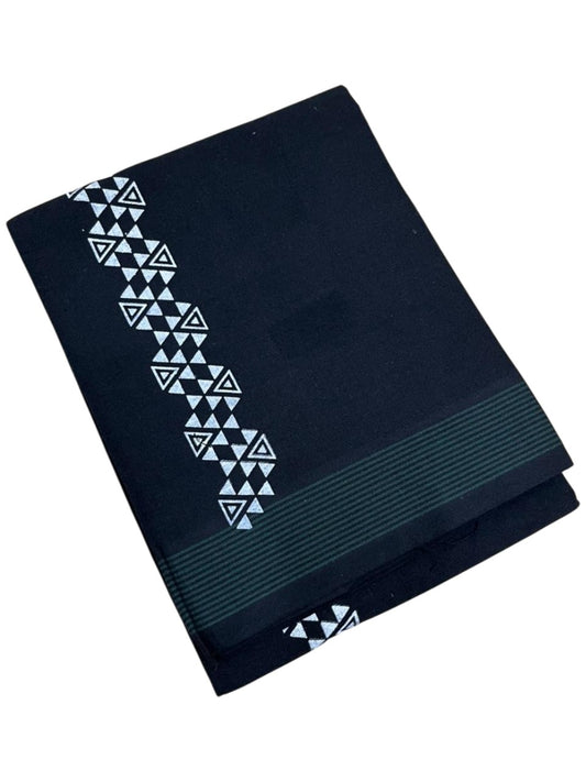 Southloom Black Printed Single Mundu / Otta Mundu / Lungi (South Indian Kerala Dhoti)