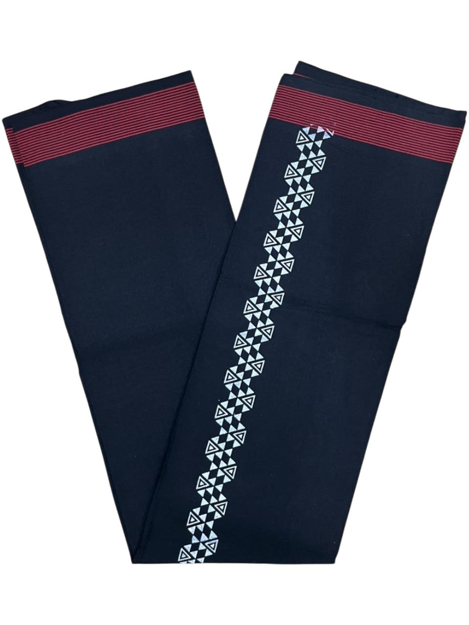 Southloom Black Printed Single Mundu / Otta Mundu / Lungi (South Indian Kerala Dhoti)