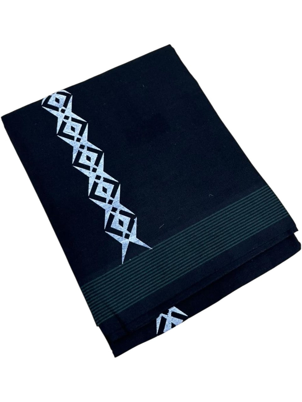 Southloom Black Printed Single Mundu / Otta Mundu / Lungi (South Indian Kerala Dhoti)