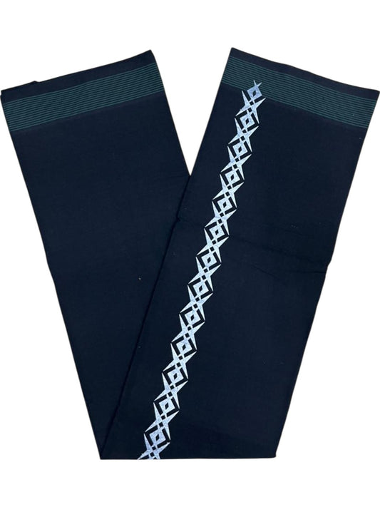 Southloom Black Printed Single Mundu / Otta Mundu / Lungi (South Indian Kerala Dhoti)