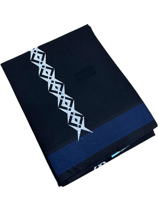 Southloom Black Printed Single Mundu / Otta Mundu / Lungi (South Indian Kerala Dhoti)