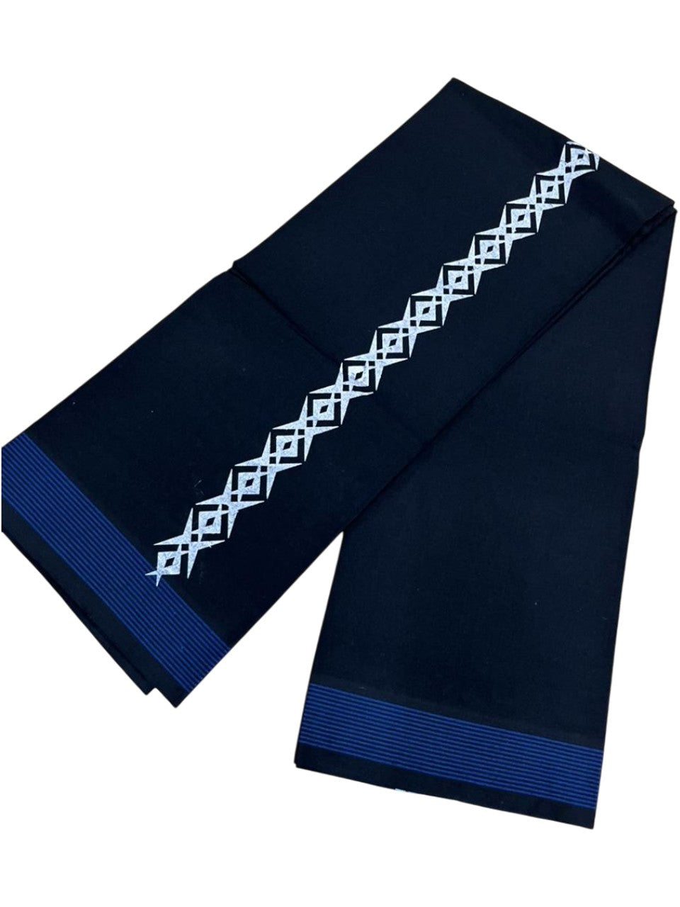 Southloom Black Printed Single Mundu / Otta Mundu / Lungi (South Indian Kerala Dhoti)