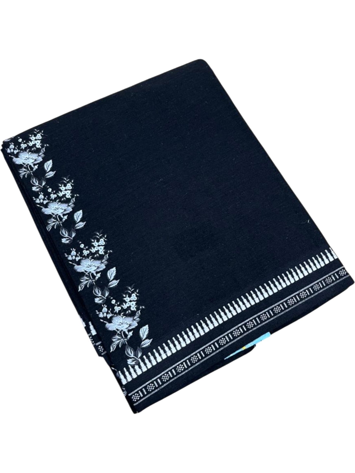 Southloom Black Printed Single Mundu / Otta Mundu / Lungi (South Indian Kerala Dhoti)