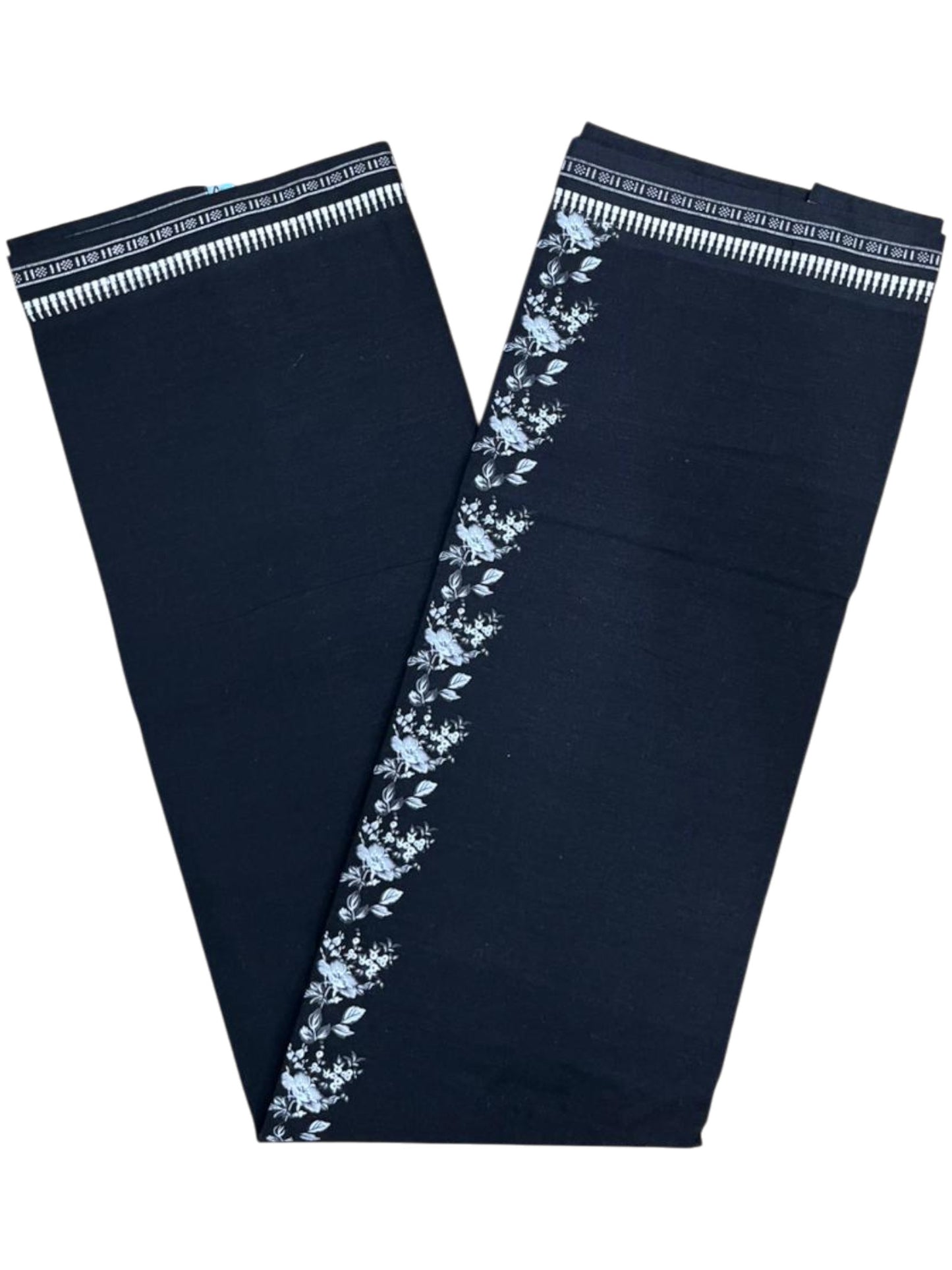 Southloom Black Printed Single Mundu / Otta Mundu / Lungi (South Indian Kerala Dhoti)