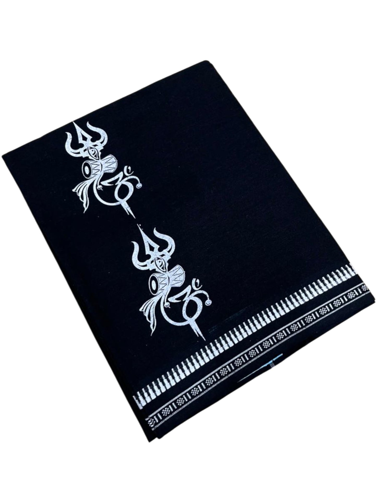 Southloom Black Printed Single Mundu / Otta Mundu / Lungi (South Indian Kerala Dhoti)