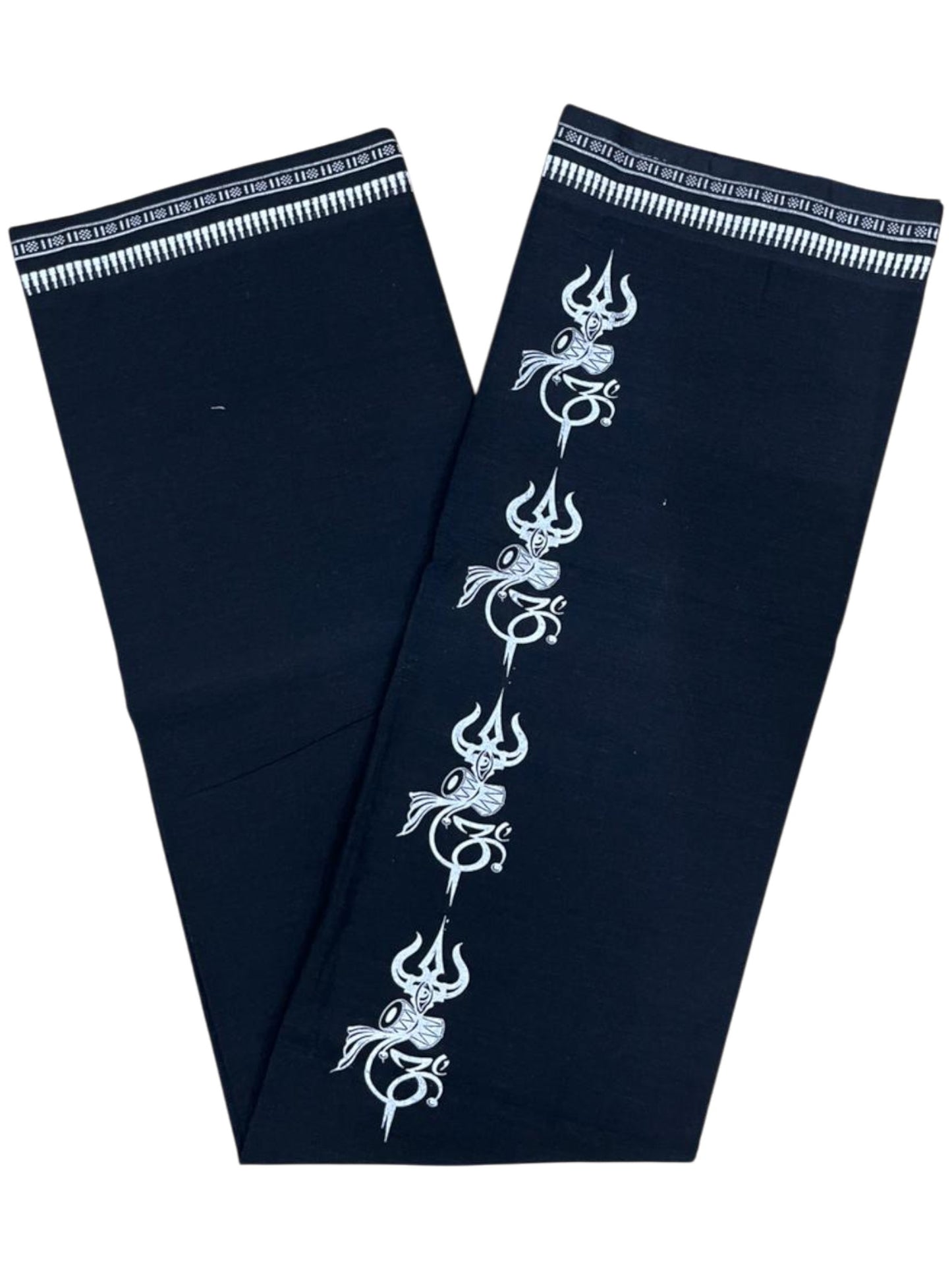 Southloom Black Printed Single Mundu / Otta Mundu / Lungi (South Indian Kerala Dhoti)