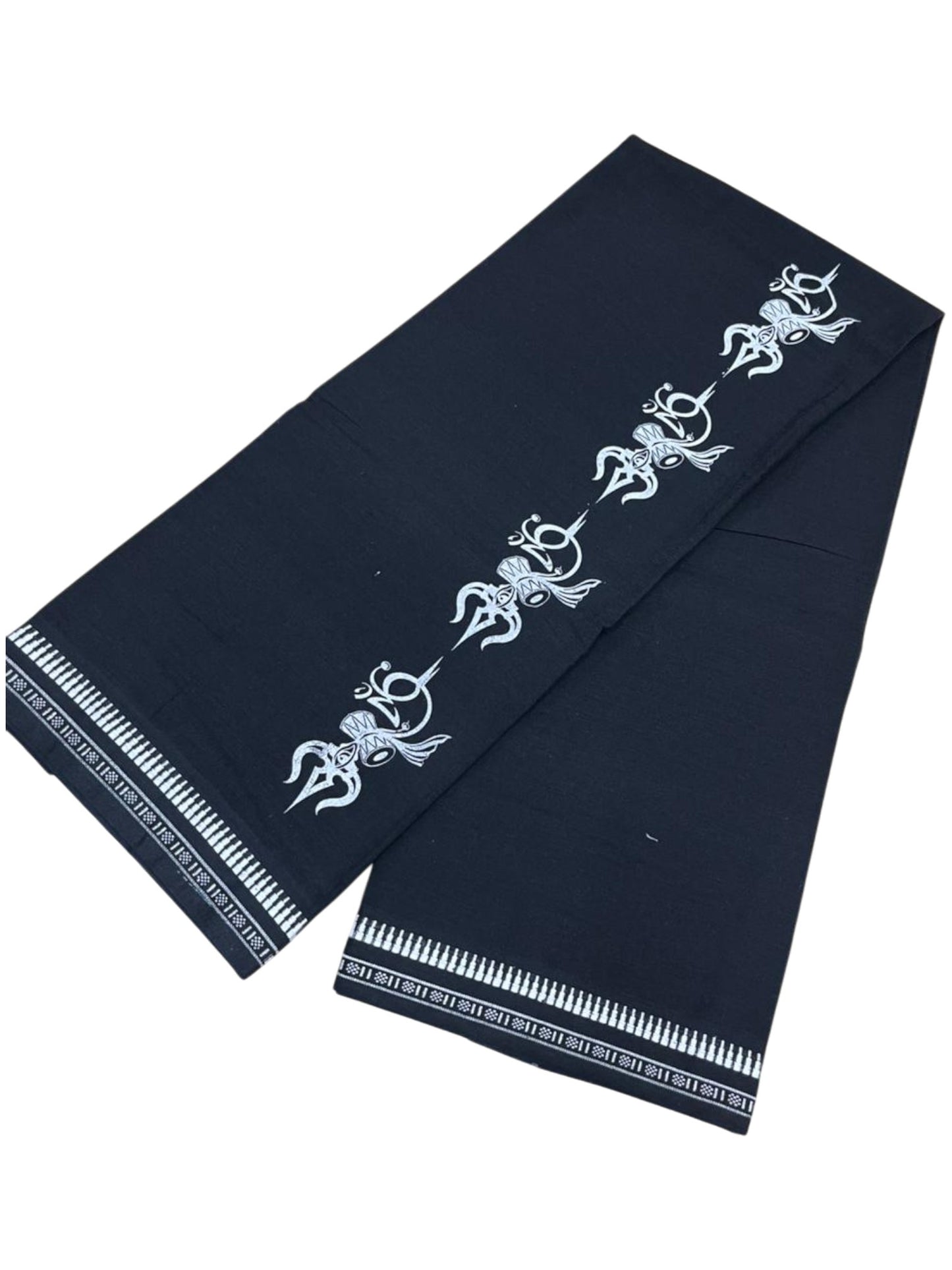 Southloom Black Printed Single Mundu / Otta Mundu / Lungi (South Indian Kerala Dhoti)