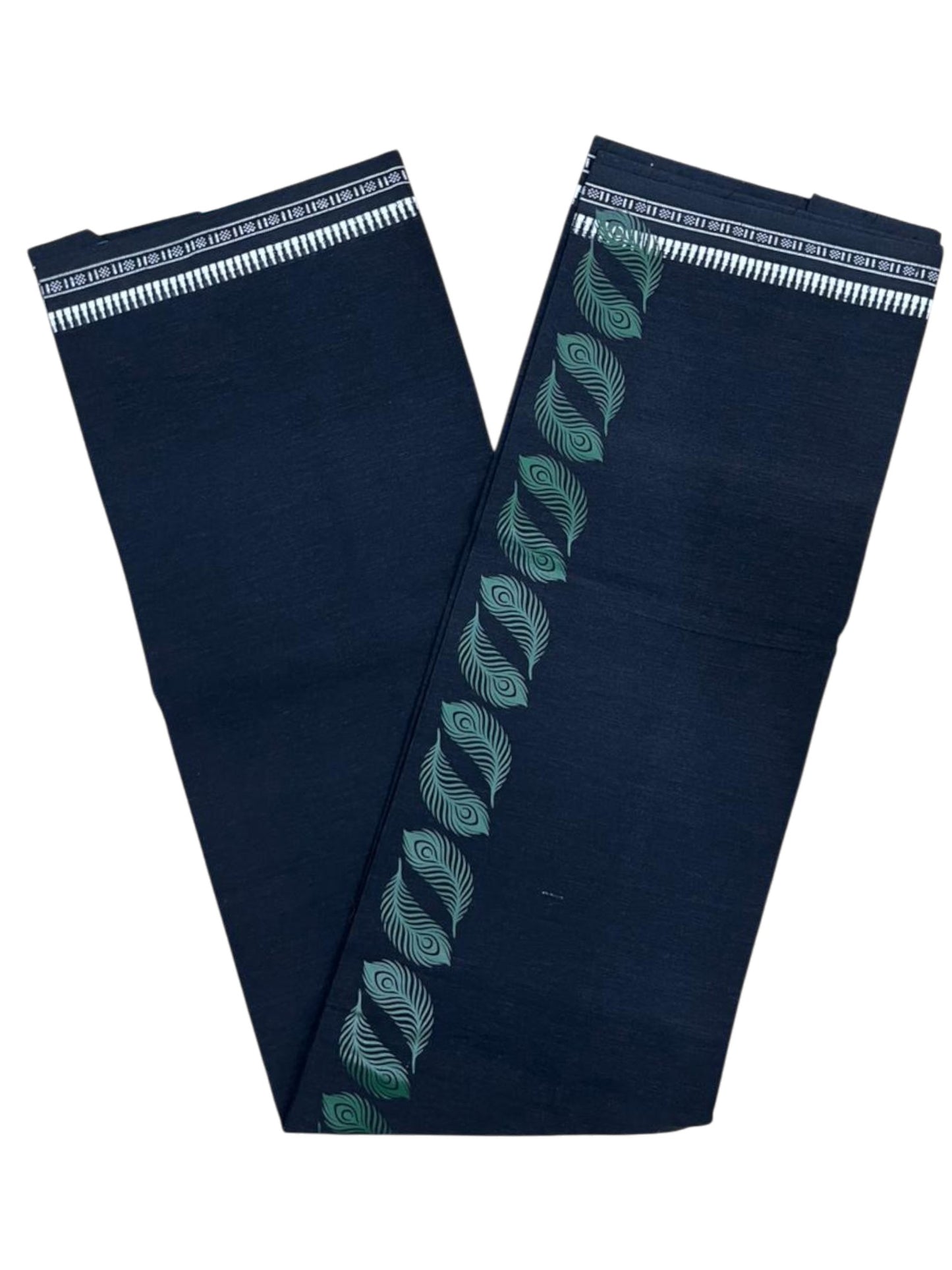 Southloom Black Printed Single Mundu / Otta Mundu / Lungi (South Indian Kerala Dhoti)